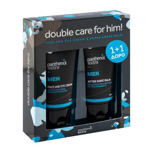 Medisei Panthenol Extra Promo Men Double Care for Him Κρέμα προσώπου-ματιών 75ml & After Shave Balm 75ml